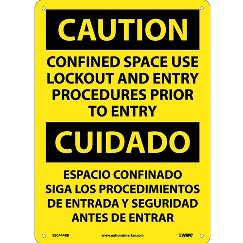 Caution Confined Space Sign - Bilingual (ESC444RB)