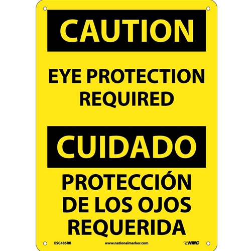 Caution Ear Protection Required Sign - Bilingual (ESC485RB)