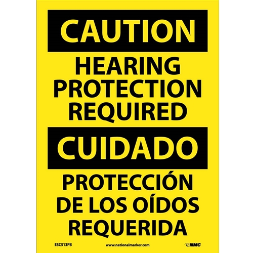 Caution Hearing Protection Required Sign - Bilingual (ESC513PB)