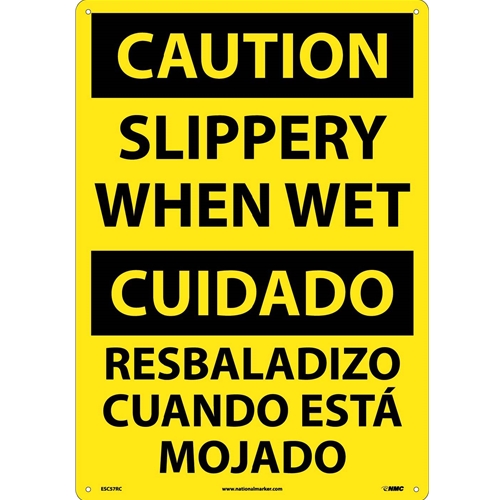 Caution Slippery When Wet Sign - Bilingual (ESC57RC)