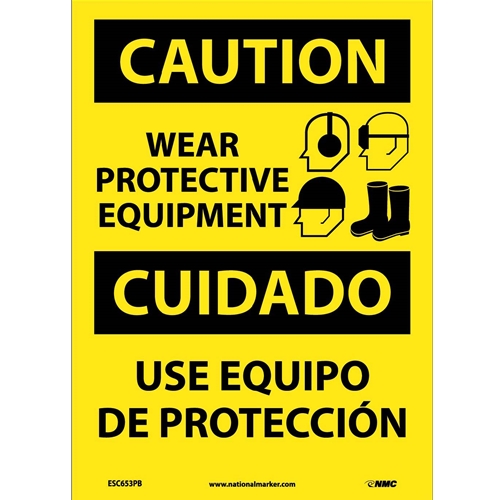 Caution Wear Protective Equipment Sign - Bilingual (ESC653PB)