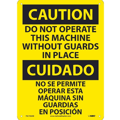Caution Do Not Operate Without Guards Sign - Bilingual (ESC700AB)