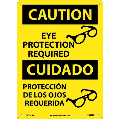 Caution Eye Protection Required Sign - Bilingual (ESC701RB)