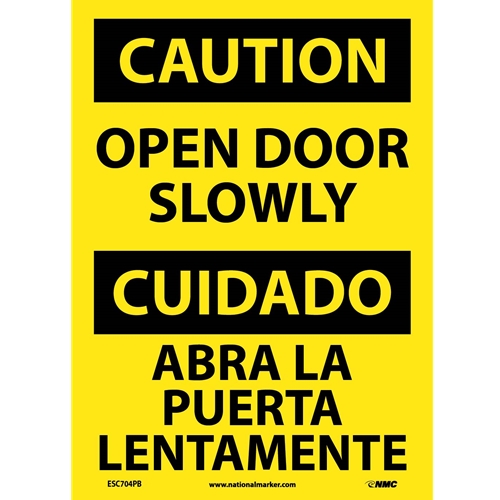 Caution Open Door Slowly Sign - Bilingual (ESC704PB)
