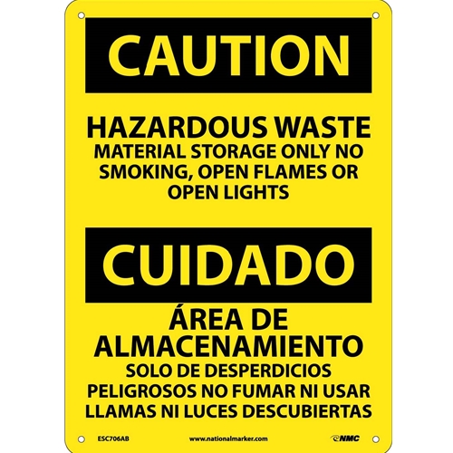 Caution Hazardous Waste Material Storage Sign - Bilingual (ESC706AB)