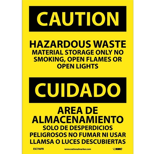 Caution Hazardous Waste Material Storage Sign - Bilingual (ESC706PB)