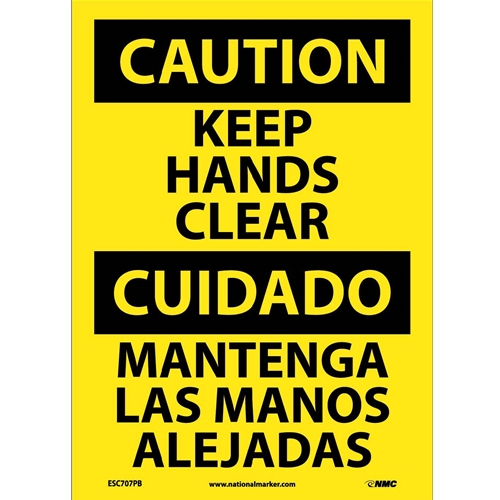 Caution Keep Hands Clear Sign - Bilingual (ESC707PB)