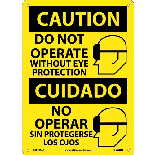 Caution Eye Protection Required Sign - Bilingual (ESC711AB)
