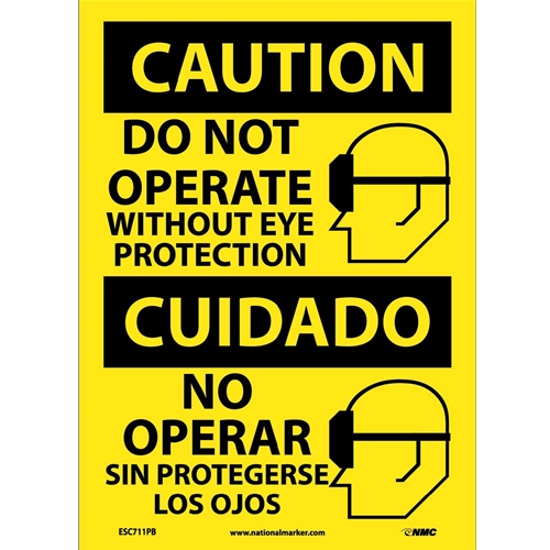 Caution Eye Protection Required Sign - Bilingual (ESC711PB)