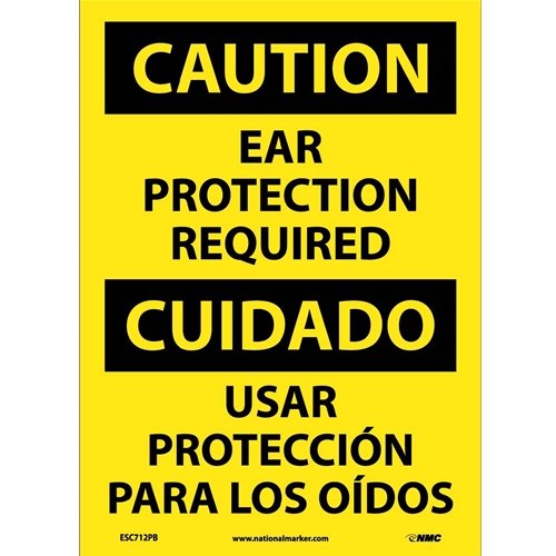 Caution Ear Protection Required Sign - Bilingual (ESC712PB)
