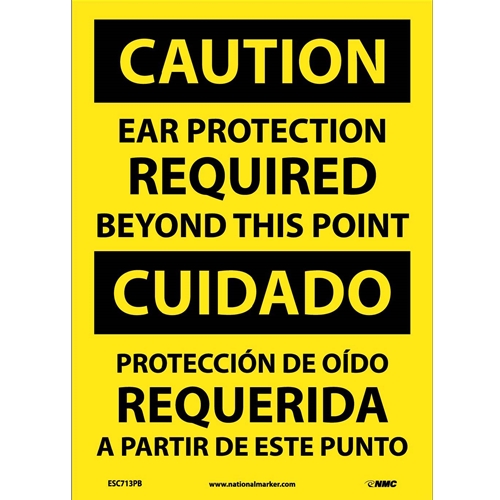 Caution Ear Protection Required Sign - Bilingual (ESC713PB)