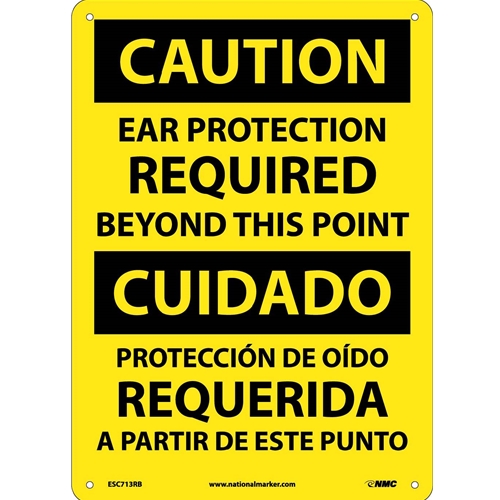 Caution Ear Protection Required Sign - Bilingual (ESC713RB)