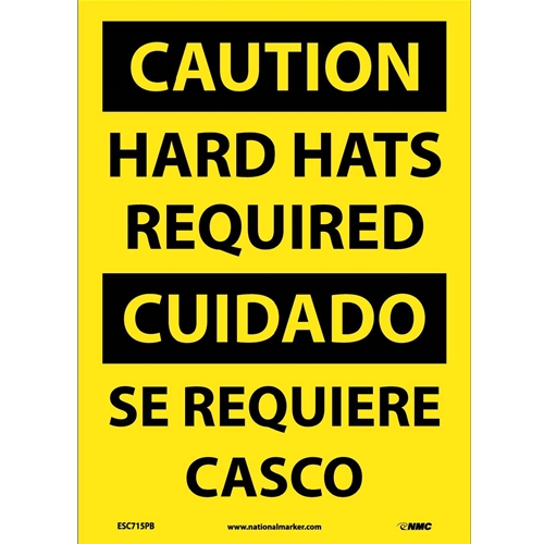 Caution Hard Hats Required Sign - Bilingual (ESC715PB)