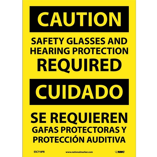 Caution Eye And Ear Protection Required Sign - Bilingual (ESC718PB)