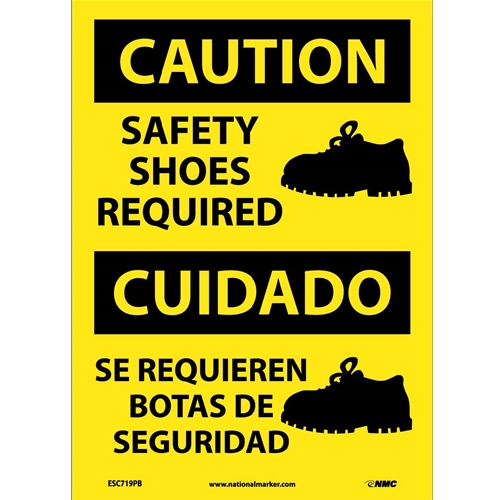 Caution Shoes Required Sign - Bilingual (ESC719PB)