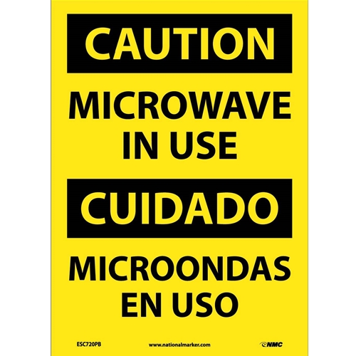Caution Microwave In Use Sign - Bilingual (ESC720PB)