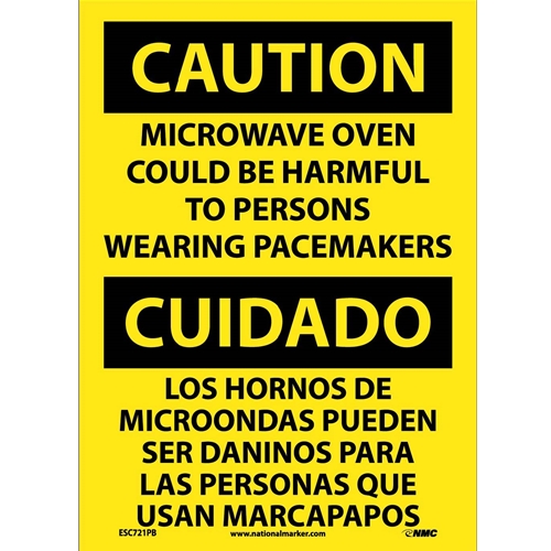 Caution Microwave Oven Harmful Sign - Bilingual (ESC721PB)