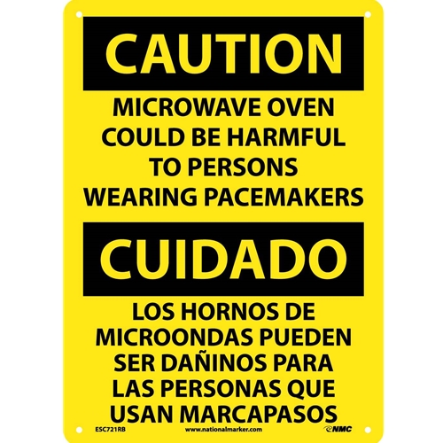 Caution Microwave Oven Harmful Sign - Bilingual (ESC721RB)