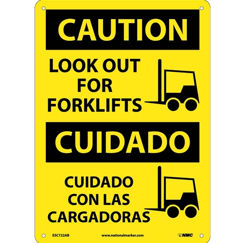 Caution Look Out For Forklifts Sign - Bilingual (ESC722AB)