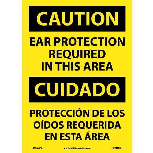 Caution Ear Protection Required Sign - Bilingual (ESC73PB)