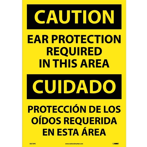 Caution Ear Protection Required Sign - Bilingual (ESC73PC)