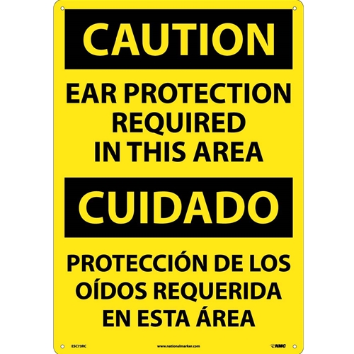Caution Ear Protection Required Sign - Bilingual (ESC73RC)