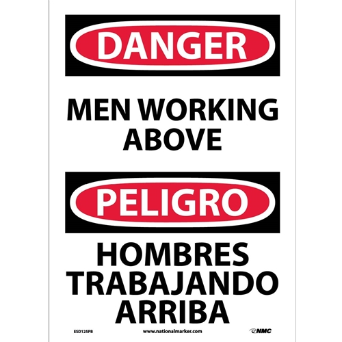 Danger Men Working Above Sign - Bilingual (ESD125PB)