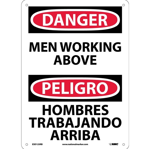 Danger Men Working Above Sign - Bilingual (ESD125RB)