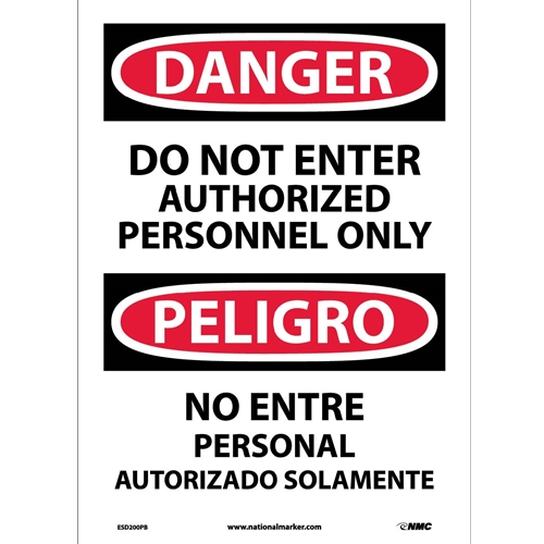 Danger Do Not Enter Sign - Bilingual (ESD200PB)