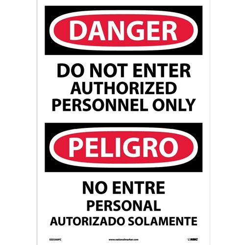 Danger Do Not Enter Sign - Bilingual (ESD200PC)