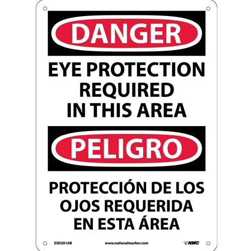 Danger Eye Protection Required Sign - Bilingual (ESD201AB)