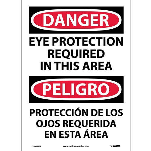 Danger Eye Protection Required Sign - Bilingual (ESD201PB)