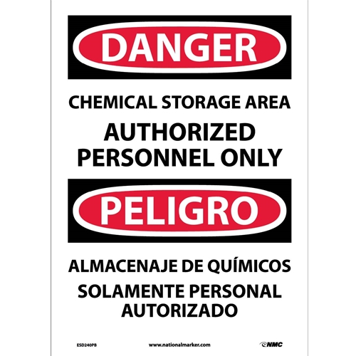 Danger Chemical Storage Restricted Access Sign - Bilingual (ESD240PB)