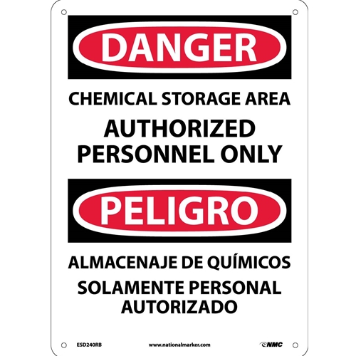 Danger Chemical Storage Restricted Access Sign - Bilingual (ESD240RB)