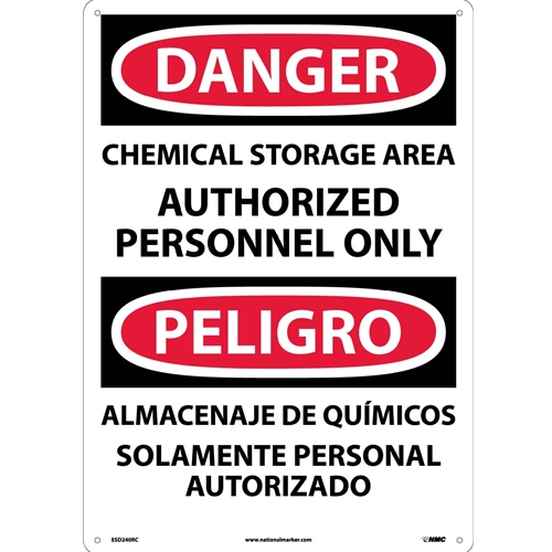 Danger Chemical Storage Restricted Access Sign - Bilingual (ESD240RC)