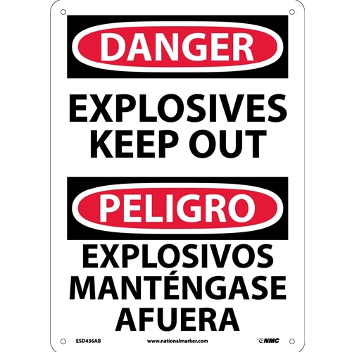 Danger Explosives Keep Out Sign - Bilingual (ESD436AB)