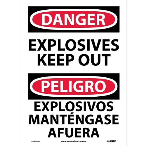 Danger Explosives Keep Out Sign - Bilingual (ESD436PB)