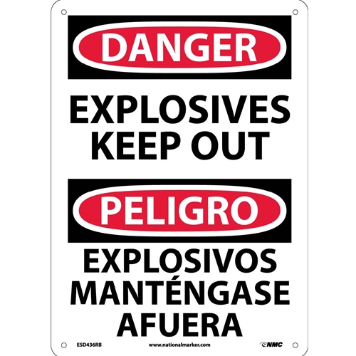 Danger Explosives Keep Out Sign - Bilingual (ESD436RB)