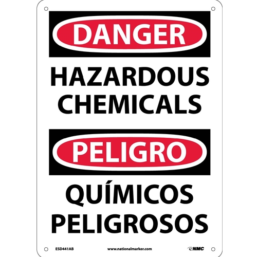 Danger Hazardous Chemicals Sign - Bilingual (ESD441AB)