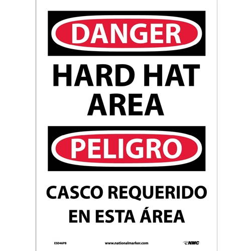 Danger Hard Hat Area Sign - Bilingual (ESD46PB)