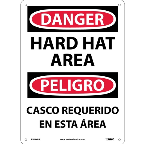 Danger Hard Hat Area Sign - Bilingual (ESD46RB)