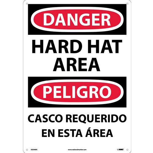 Danger Hard Hat Area Sign - Bilingual (ESD46RC)