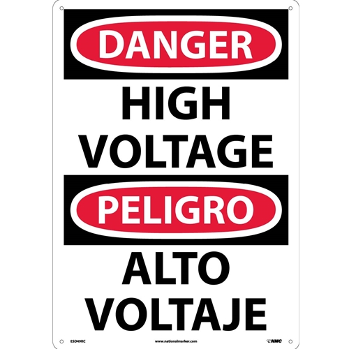 Danger High Voltage Sign - Bilingual (ESD49RC)