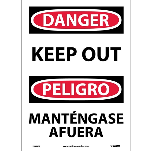 Danger Keep Out Sign - Bilingual (ESD59PB)
