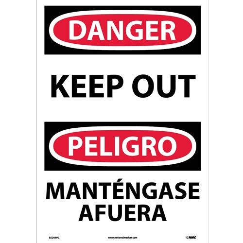 Danger Keep Out Sign - Bilingual (ESD59PC)