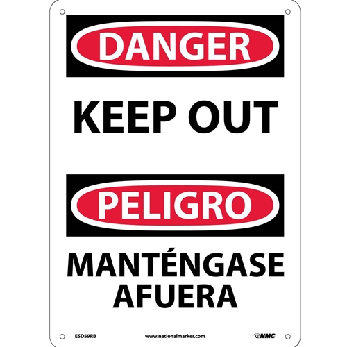 Danger Keep Out Sign - Bilingual (ESD59RB)