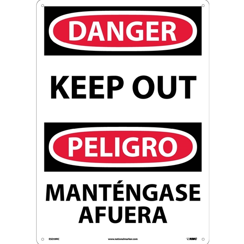 Danger Keep Out Sign - Bilingual (ESD59RC)