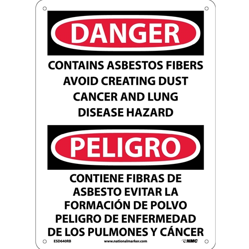 Danger Avoid Creating Dust Sign - Bilingual (ESD640RB)