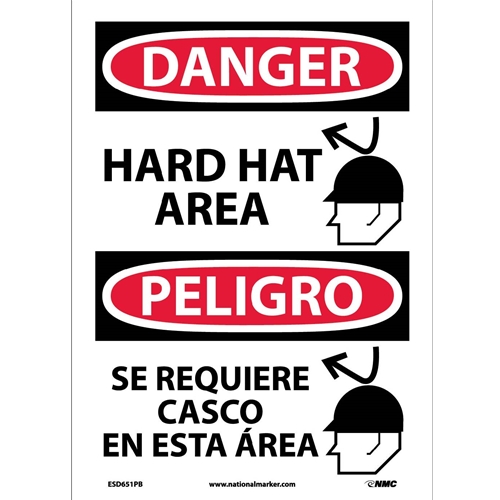Hard Hat Area Sign - Bilingual (ESD651PB)