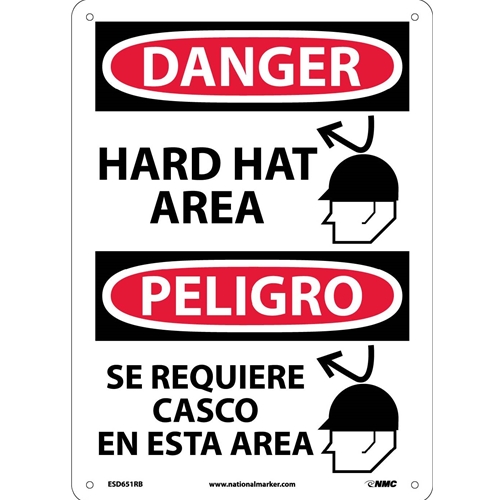 Hard Hat Area Sign - Bilingual (ESD651RB)